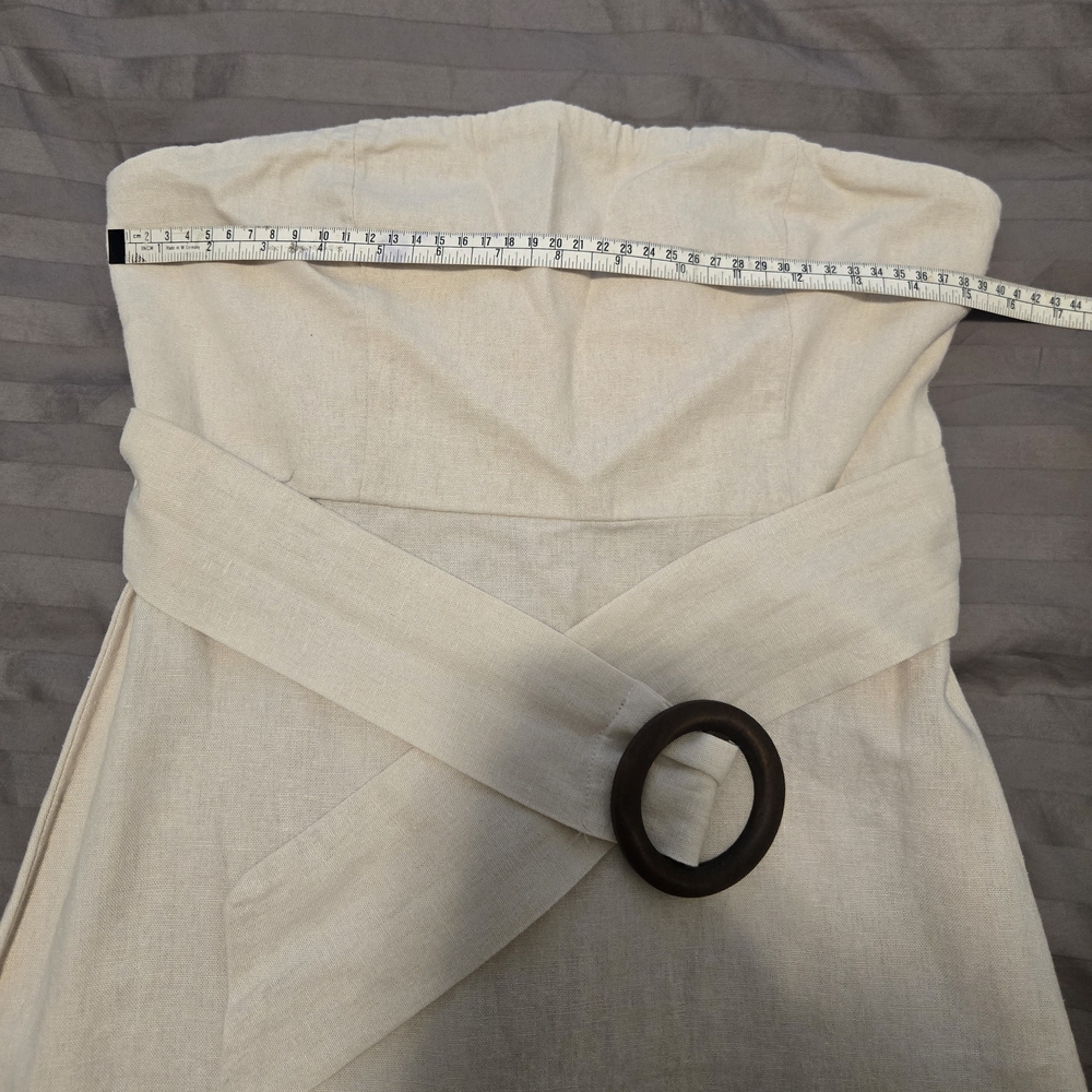 Forever 21 Cream Strapless Linen Midi Dress with Belt. Size S. - Picture 7 of 11